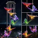Solar Wind Chimes, Color Changing Solar Cat Wind Chimes for Outside,LED Waterproof Solar Outdoor Lights for Patio, Balcony, Window, Garden, for Mom/Grandma Gifts