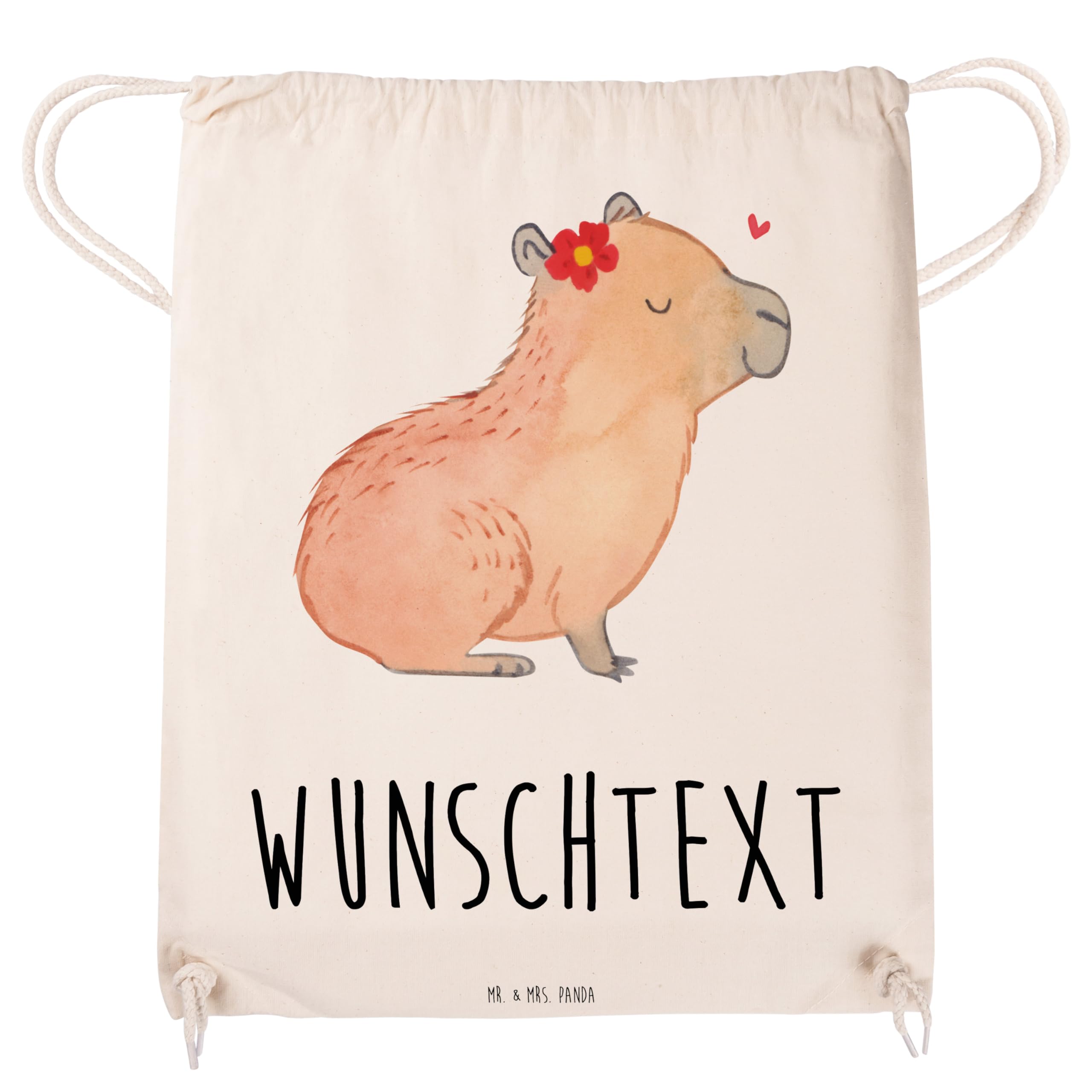 Mr. & Mrs. Panda Personalisierter Sportbeutel Capybara Blume
