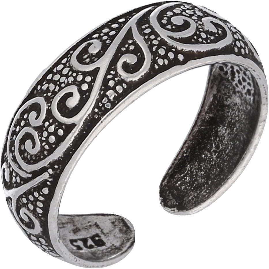 Antiqued Sterling Silver Toe Ring with Flourishing Vines