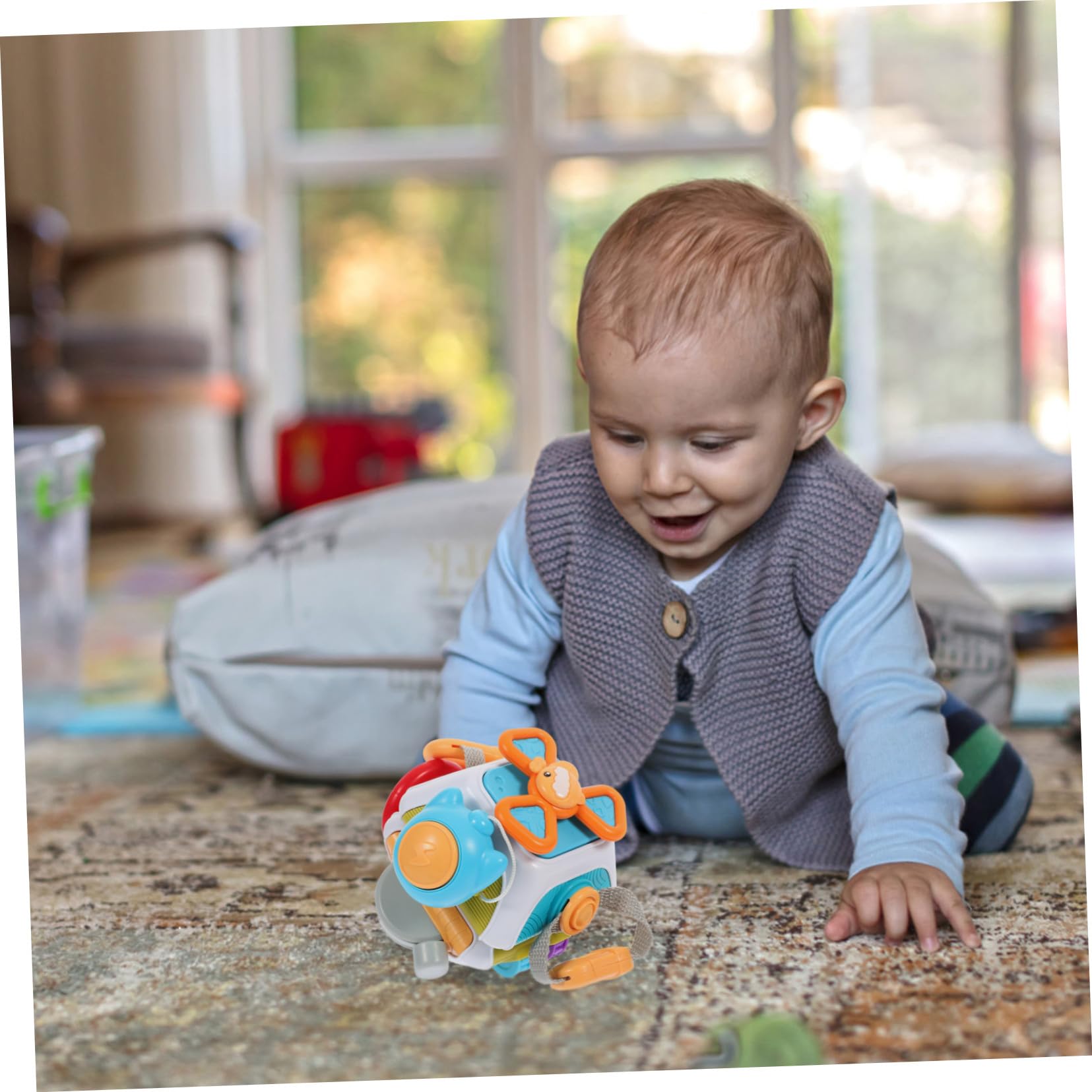 Busy Cube Giocattolo Sensoriale Montessori in Plastica per Ragazzo Ragazza | Leggero, senza Angoli Rigidi, per Viaggi e Uso Scolastico, Stimola la Manualità Fine