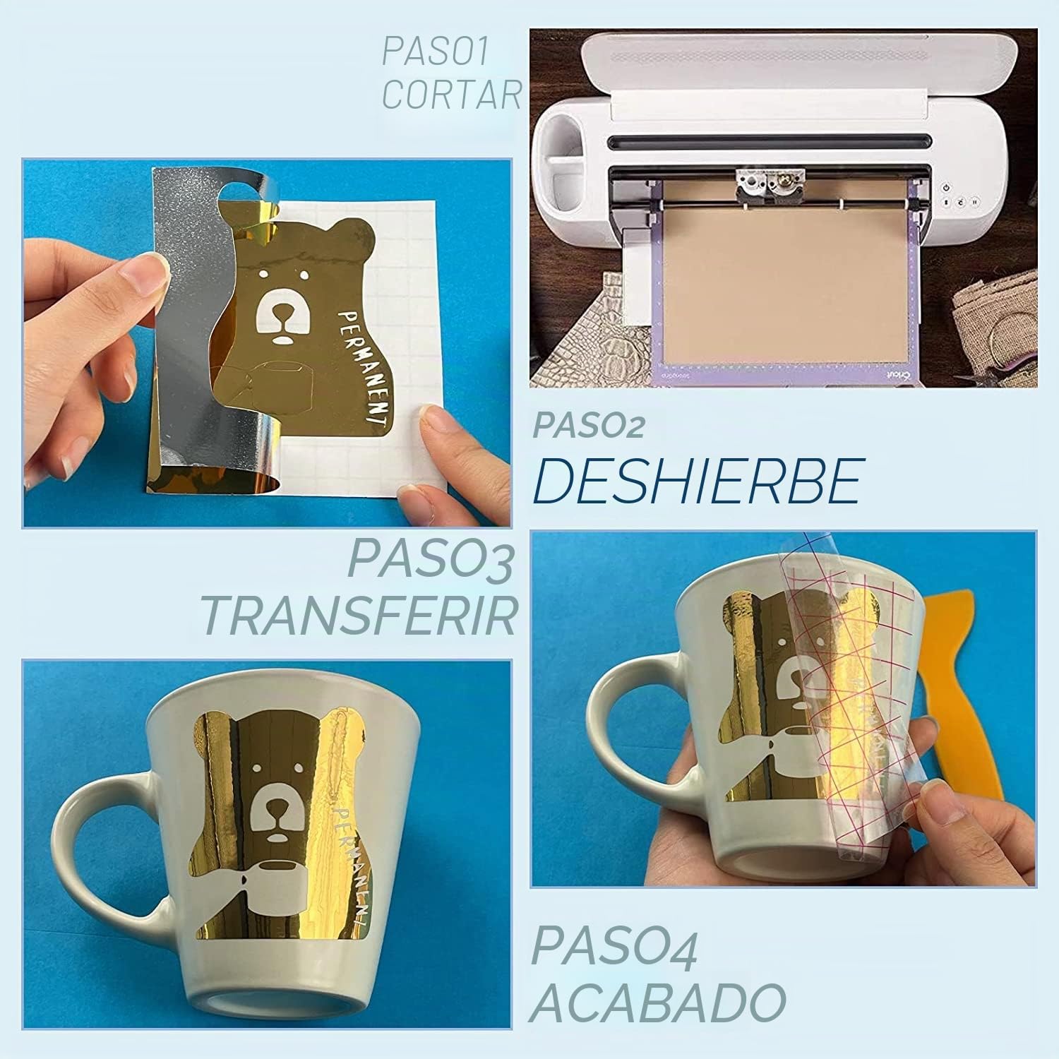 Lya Vinyl Rollo de Vinilo Adhesivo Cromo Oro - 30,5 x 457,2 cm vinilo Adhesivo Metálico para Exteriores para Cricut, Vinilo Metálico Dorado para Regalos DIY, Tazas, Ventanas, Cerámica, Plástico