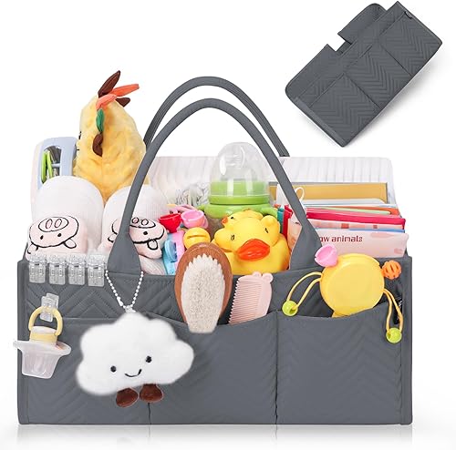Miniatura 8 de Skycase Organizador grande de pañales, organizadores de bebé y almacenamiento para artículos esenciales para recién nacidos, cesta de almacenamiento