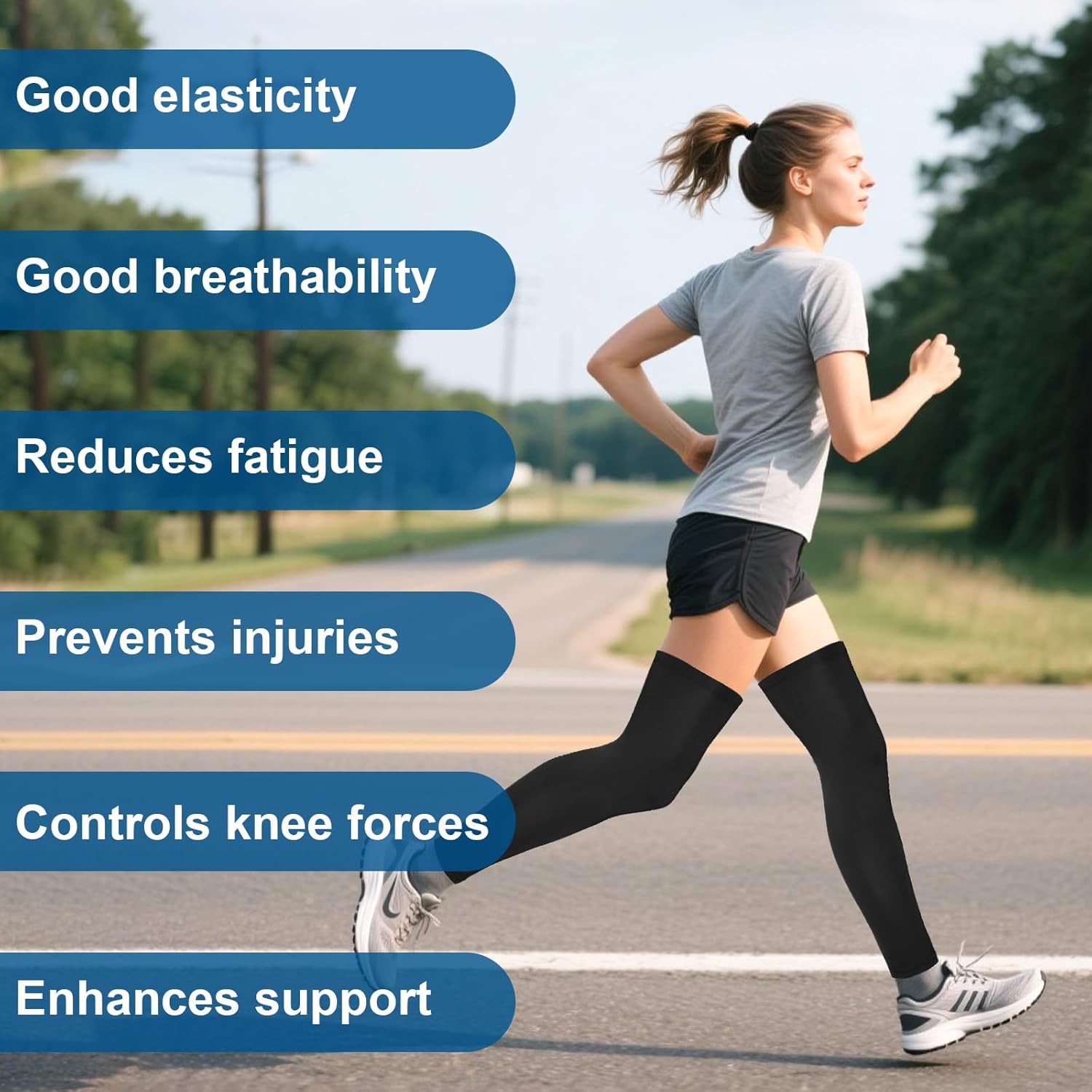 Sports Compression UV Full Length Long Leg Sleeves for Men Women Youth Sport Running Basketball Football Cycling - Image 7