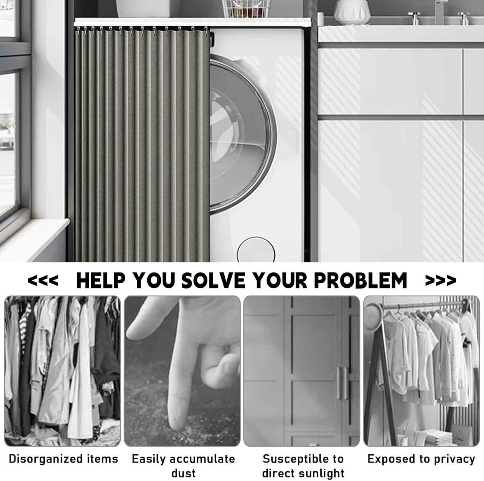 Rideau sous Evier Rideau Rideau Armoirerideau Placardrideau Meublerideau Cuisinerideau Salle De Bainrideau Dressingrideau sous Évier,Grey-W120cm/H100cm