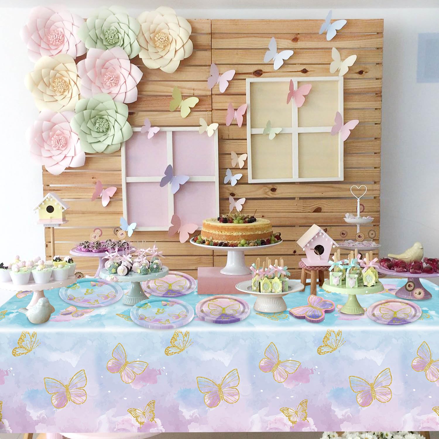61-teiliges Schmetterling Geburtstagsdeko-Set In Lila – Mit Tellern, Servietten & Tischdecke | Für Bis Zu 20 Personen | Perfekt Für Feen- Oder Mädchenpartys