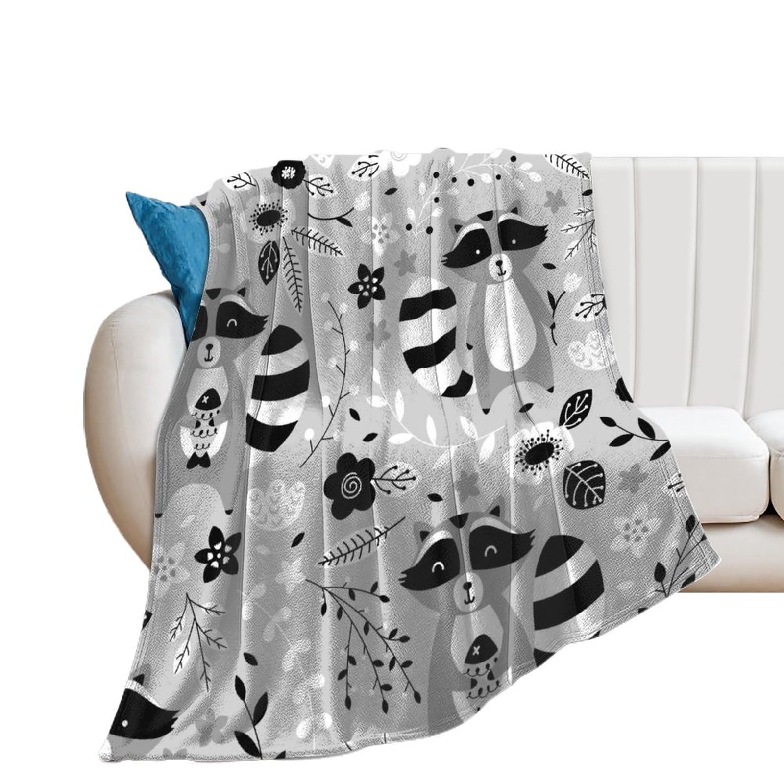 Plaid canapé cartoon raton laveur en couverture polaire flanelle douce 150x200cm