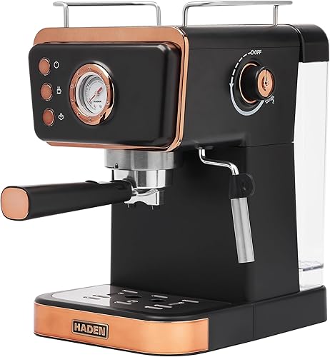 HADEN Máquina de café espresso Barista Brew, máquina de espresso de acero inoxidable con espumador de leche y función de vaporizador y tanque de