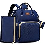 ROSEGIN Diaper Bag Backpack with Changing Pad, Pacifier Case, Baby Bag for Boy Girl Toddler - Large, Stylish, Waterproof Travel Quilted Diaper Bag for Mom - Baby Shower - Navy Blue