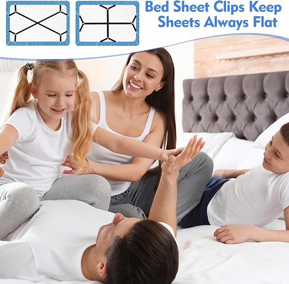 Bed Sheet Clips for Bedding, Bed Sheet Holder, 2 Pcs, Black