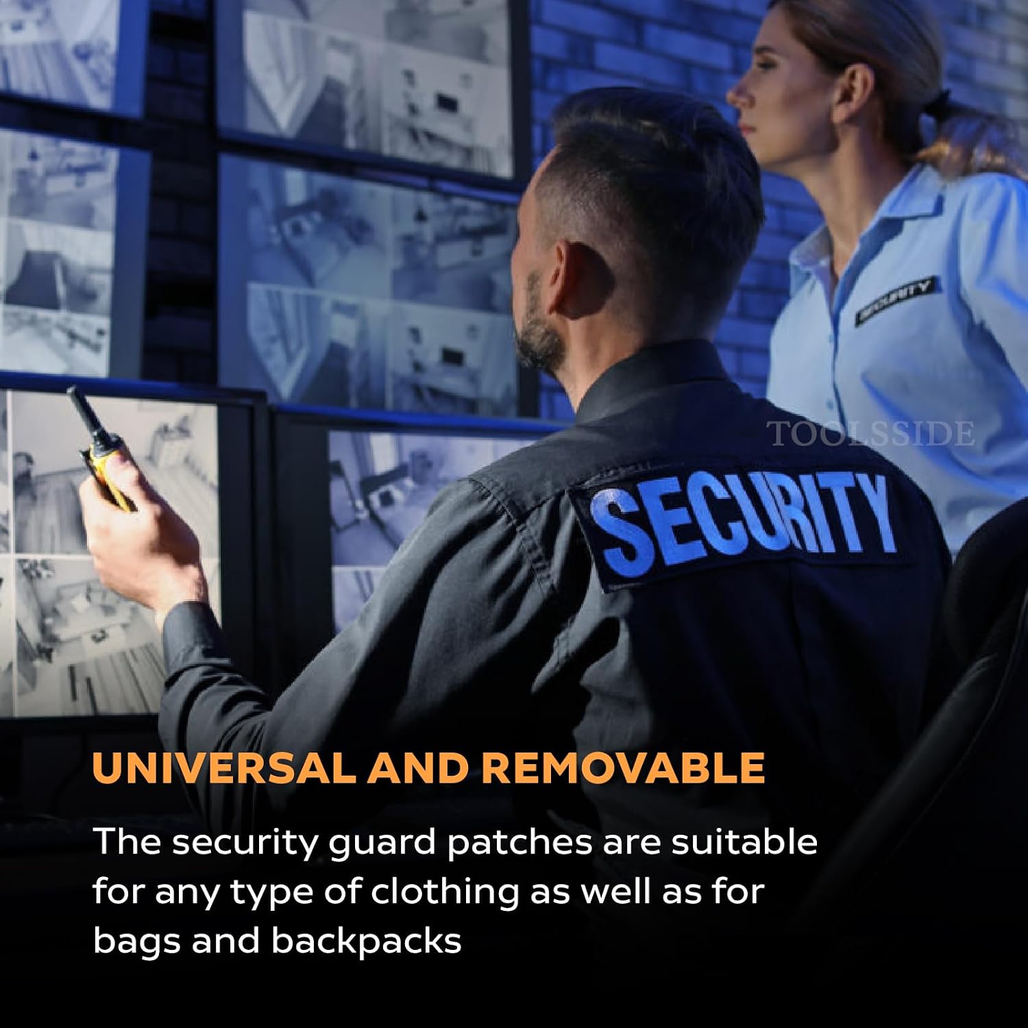 TOOLSSIDE 2 Pack Security Patches Hook and Loop System - Security Patches for Uniforms with Embroidered Letters - One Small and One Large Security Patch - Security Patch for Vest or Jacket 10.75" x 4"