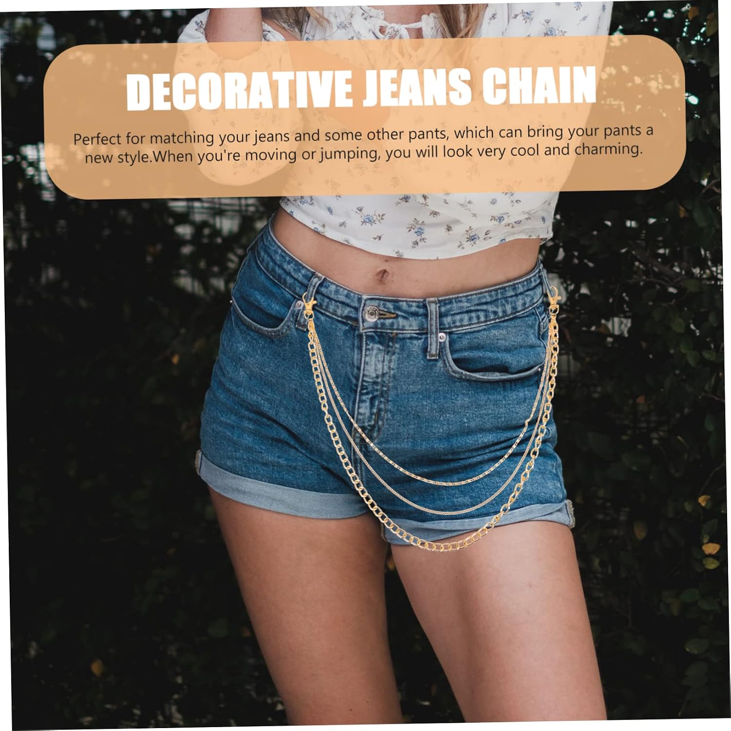 COLLBATH 2pcs Metal Pants Chain for Men and Women Decorative Jeans Chains Wear-resistant Pocket Watch Stylish Punk Trousers Accessories for and Stage Performance