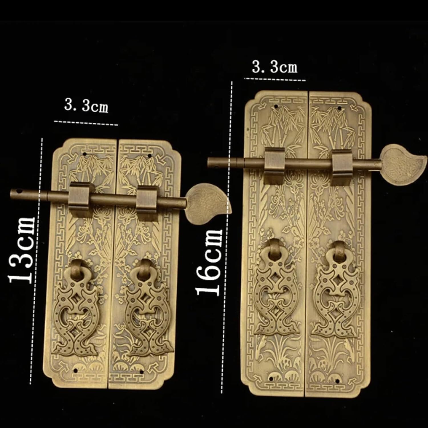 TIST Iron Door Knocker Retro Pure Copper Door Knock Chinese Style Door Handle for Home Cabinet Door Ring Knocker Decor Surface-Mounted Installation(Bronze,3 * 16cm)