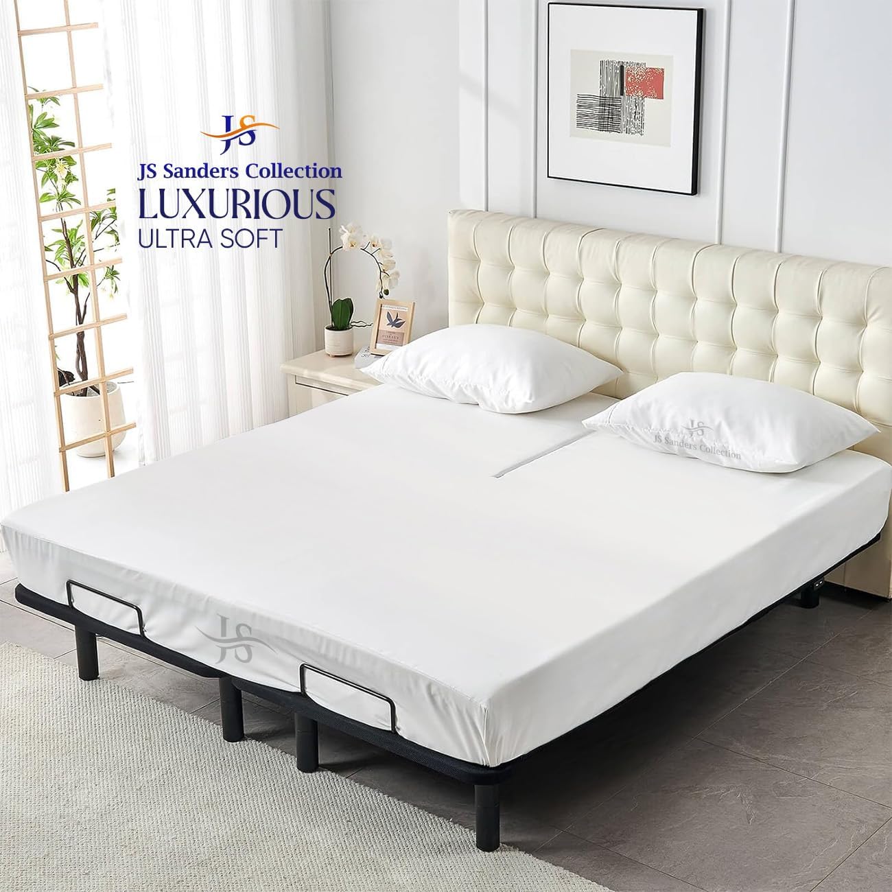 Flex Head California King Waterproof Mattress Protector for Sleep Number Adjustable Beds, 100% Terry Cotton, Fitted Style 34" Half Split Mattress Cover, Fits Upto 18 Inch Deep Pocket, 72" x 84, White