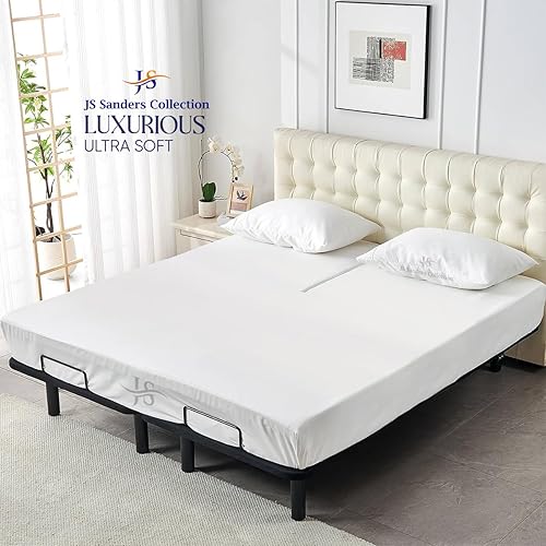 Miniatura 2 de Split Head Flex Cal King - Juego de sábanas 100 % algodón para camas ajustables, sábanas flexibles para camas de número de sueño de 18 pulgadas de