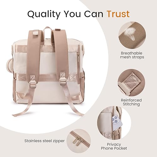 Miniatura 6 de LOVEVOOK Mochila para pañales, bolsa de bebé con cambiador, mochila impermeable para pañales para mamá papá, linda bolsa de mamá para niños y niñas,