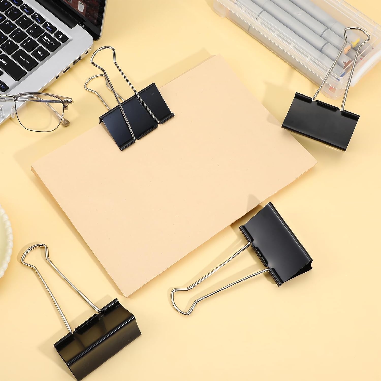 24 Pack 3 Inch Binder Clips Extra Large- Heavy Duty Large Binder Clips Jumbo for Office, Home, School - Black XXL Paper Clamps (3“ x 5.7")