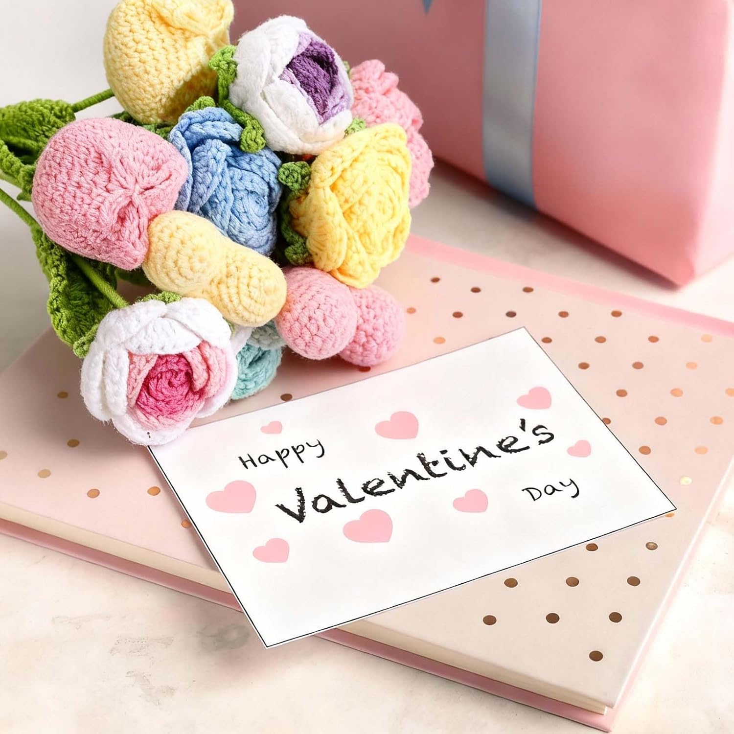 uxcell 6Pcs Crochet Flower, Rose Handmade Knitted Bouquet Crochet Artificial Flowers for Home Decor Mother's Day Birthday Wedding Graduation Bouquet, Light Purple