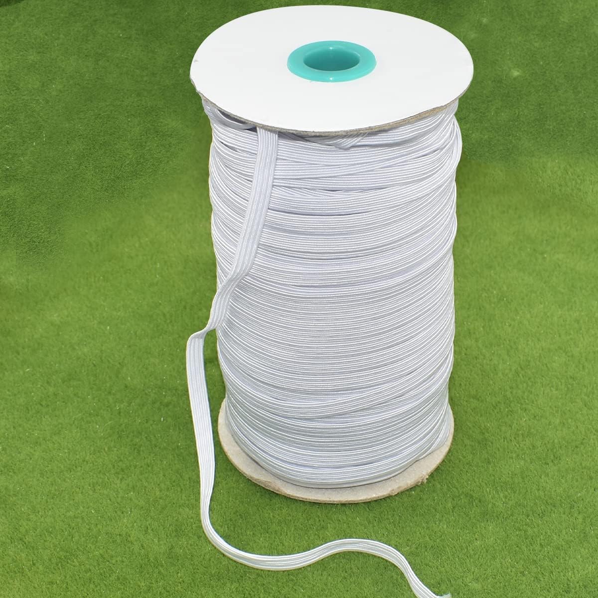Renashed 1/4" 6mm White Braided Elastic Cord, 130 Yard/118m, Utility, Polyester, Polypropylene, 1 Count