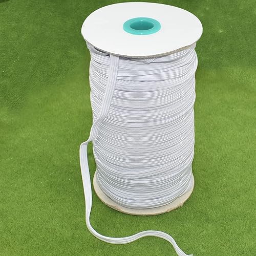 Miniatura 5 de Cuerda elástica trenzada blanca de 14 pulgadas de 0.236in, banda elástica plana, cuerda elástica de punto elástico para costura y manualidades, 130