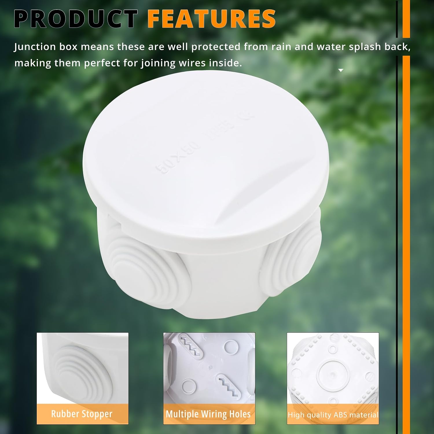 MAKERELE ABS Plastic Waterproof Dustproof Electrical Junction Box, Universal Electrical Project Enclosure White D2.76”×H1.96”inch (D70 x H50 mm)