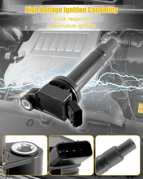673-1312 Direct Ignition Coil Fit for Toyota Avalon Highlander Sienna Lexus ES300 ES330 RX300 RX330 RX400h, Quality Ignition Coil Replace 90080-19016 90919-02234 90919-02246 90080-19025 by JUFWKO - Image 4