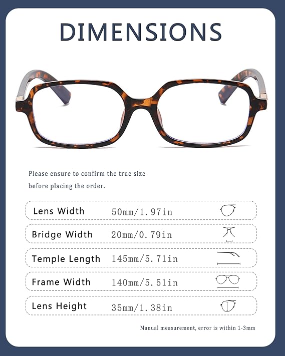 Retro Rectangular Glasses for Women Men