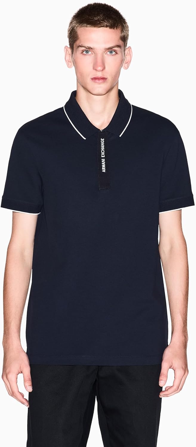 Armani Exchange Men's Slim Fit Cotton Logo Paquet Polo