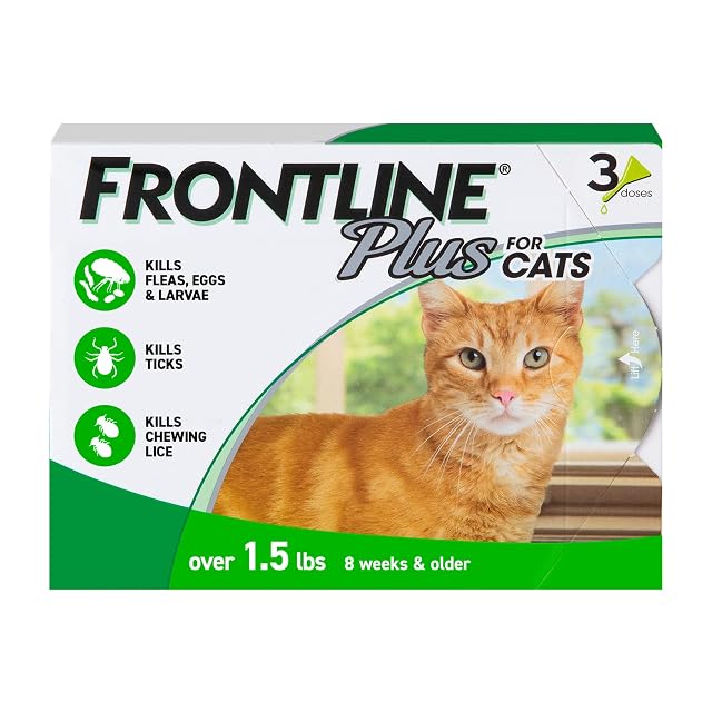 FRONTLINE Plus Flea and Tick Treatment for Cats Over 1 5 lbs 3 Treatments