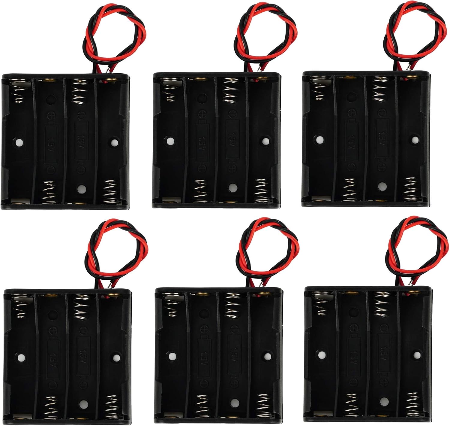 AAA Battery Holder with Leads 4 AAA Battery Holder with Wires 4 AAA Battery Holder (6pcs 4AAA)