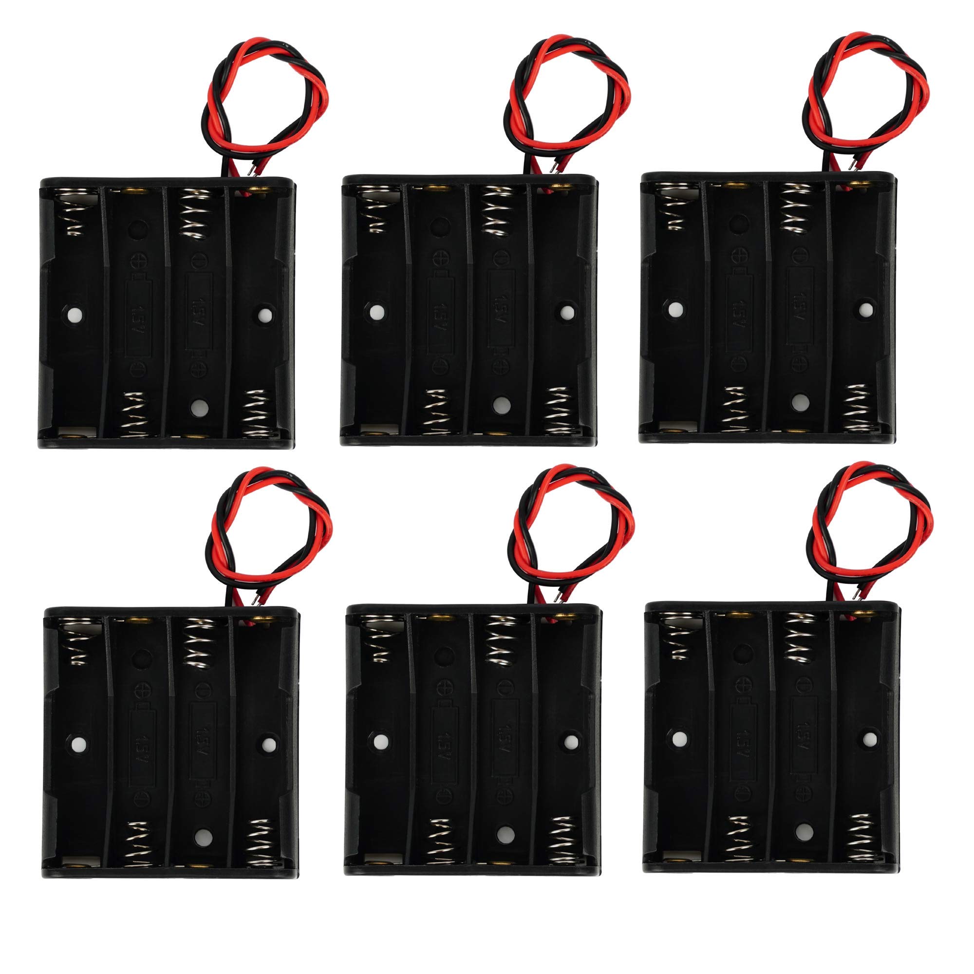 AAA Battery Holder with Leads 4 AAA Battery Holder with Wires 4 AAA Battery Holder (6pcs 4AAA)