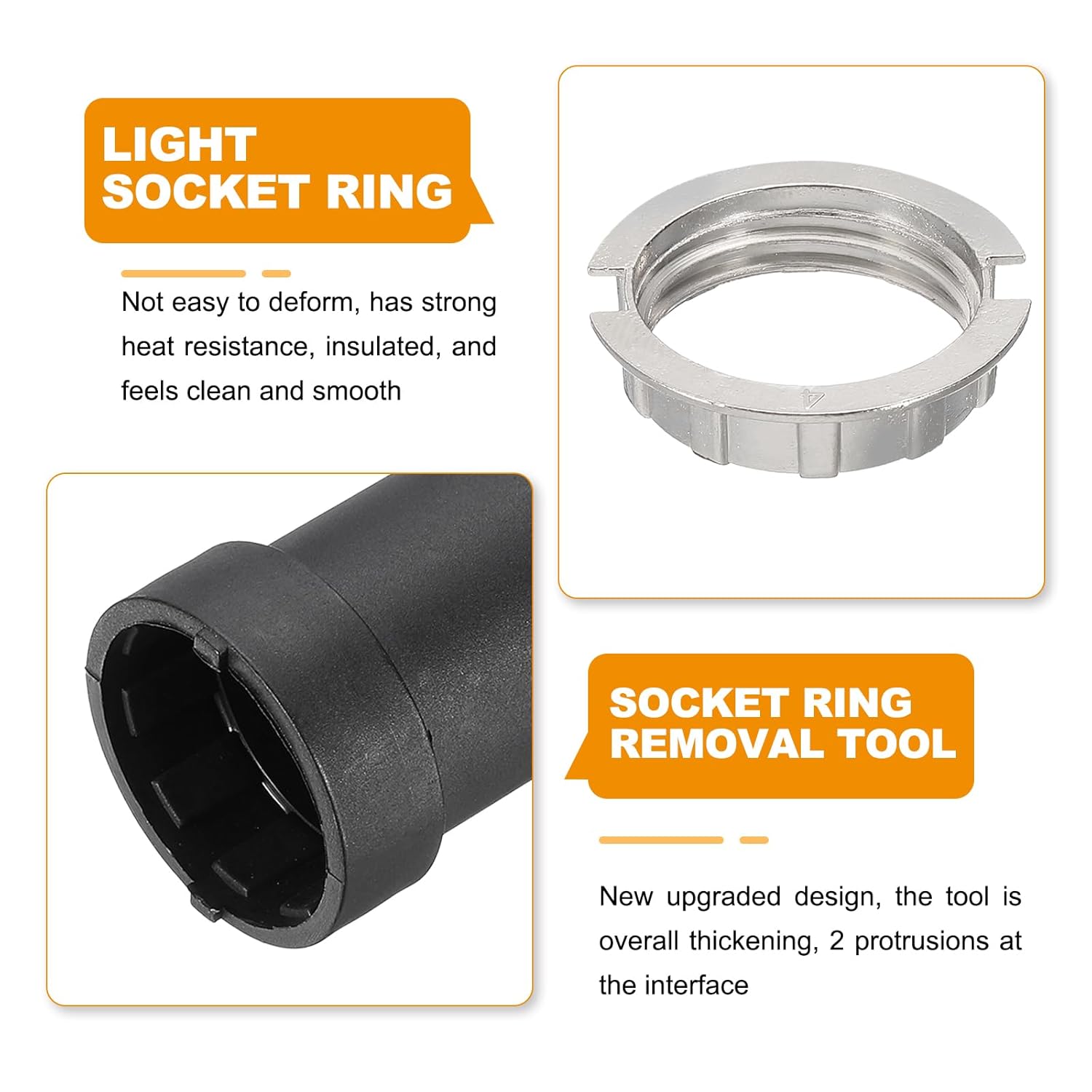 Generic G9 Light Socket Rings Kit, Lamp Shade Holder Adapter 10 Zinc Alloy Ring Replacement with Removal Tool for Lamp Shade Collar Ring Retaining Ring Tool, 125mm Silver Tone