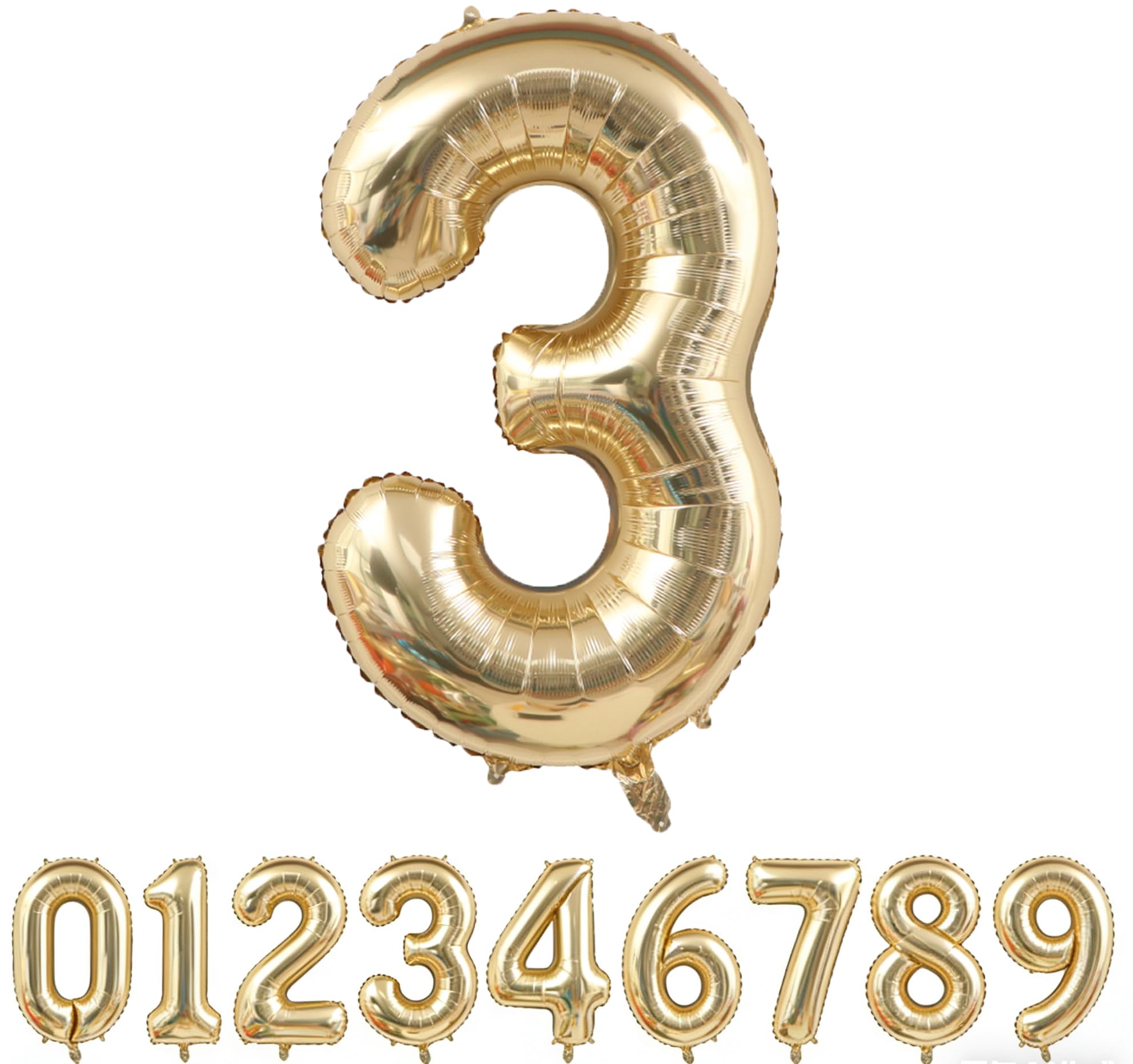 Light Gold Number 3 Foil Balloon 40IN Champagne Gold 3 Mylar Helium Balloon | Girls Boys 3rd Birthday Giant Balloon Anniversary Events Party Decorations Supplies