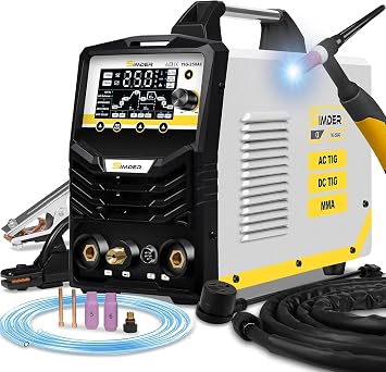 SSimder TIG Welder AC/DC With Pulse 250A Aluminum Welder AC TIG/DC TIG/Pulse TIG/SPOT TIG/Stick Dual Voltage TIG Welding Machine for Home