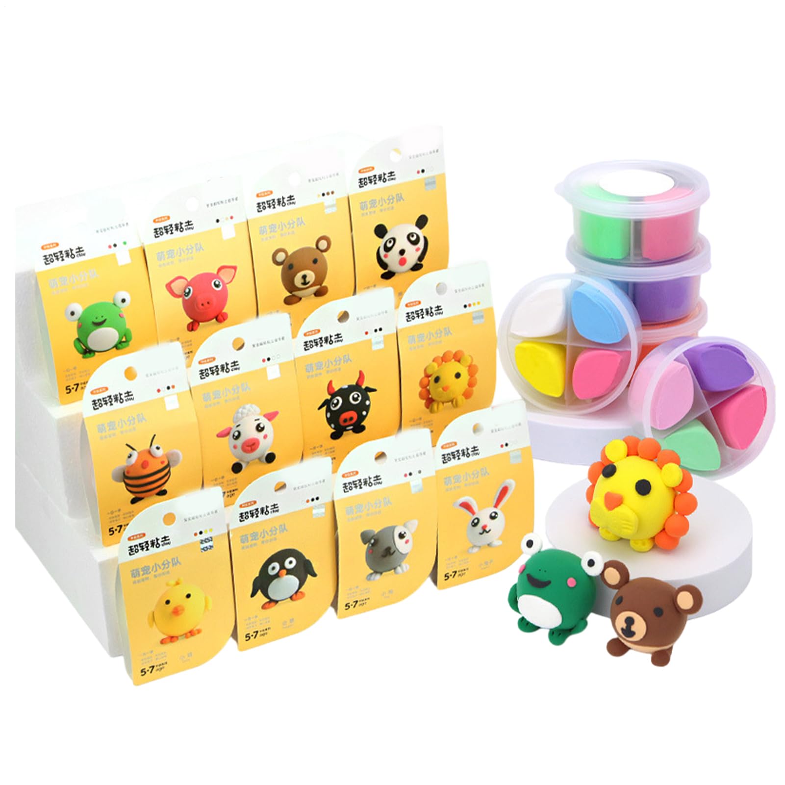Air Dry Clay Kit - Bunte Lehm, Weichschaum Kitt | Pädagogischer Ton Set