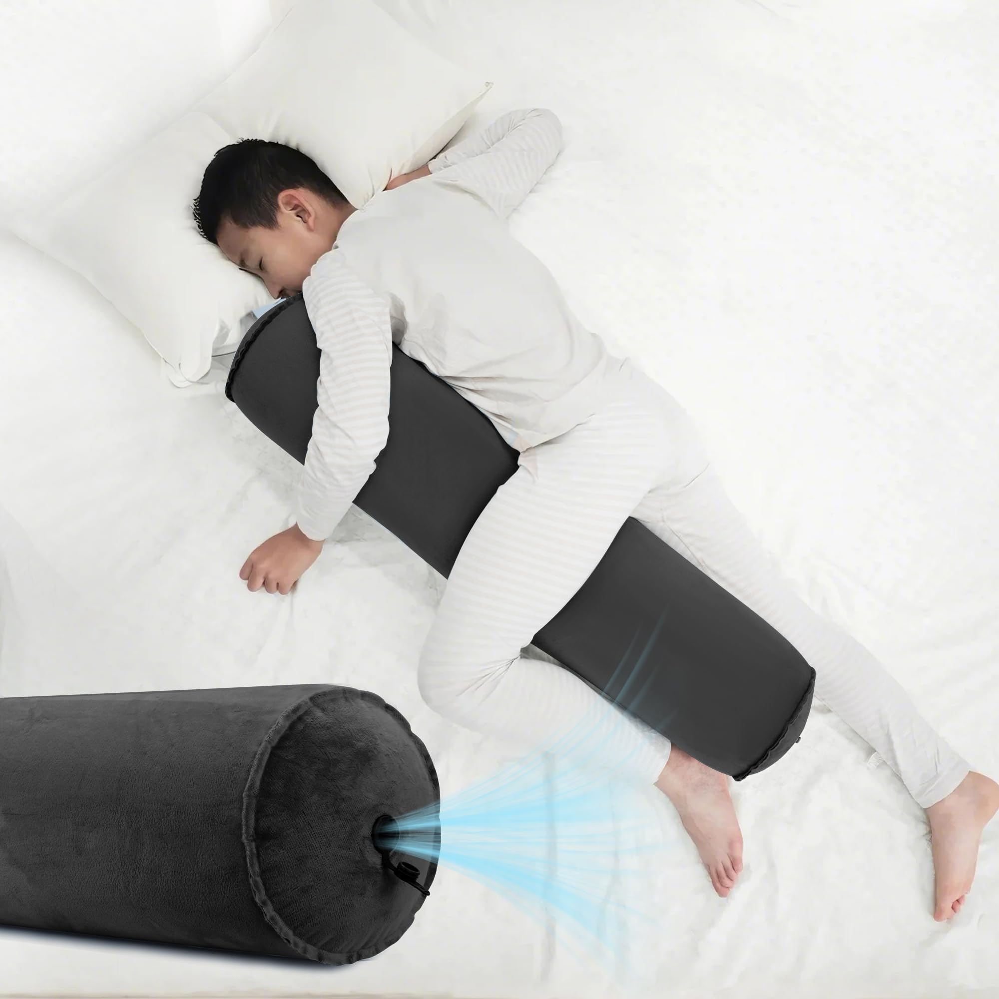 ONTYZZ Almohada Corporal Hinchable Almohada Larga Adultos Niños Almohada Redonda Bolster para Dormir Abrazos Volver Cuello Soporte Dormir de Lado Almohada Cuddle