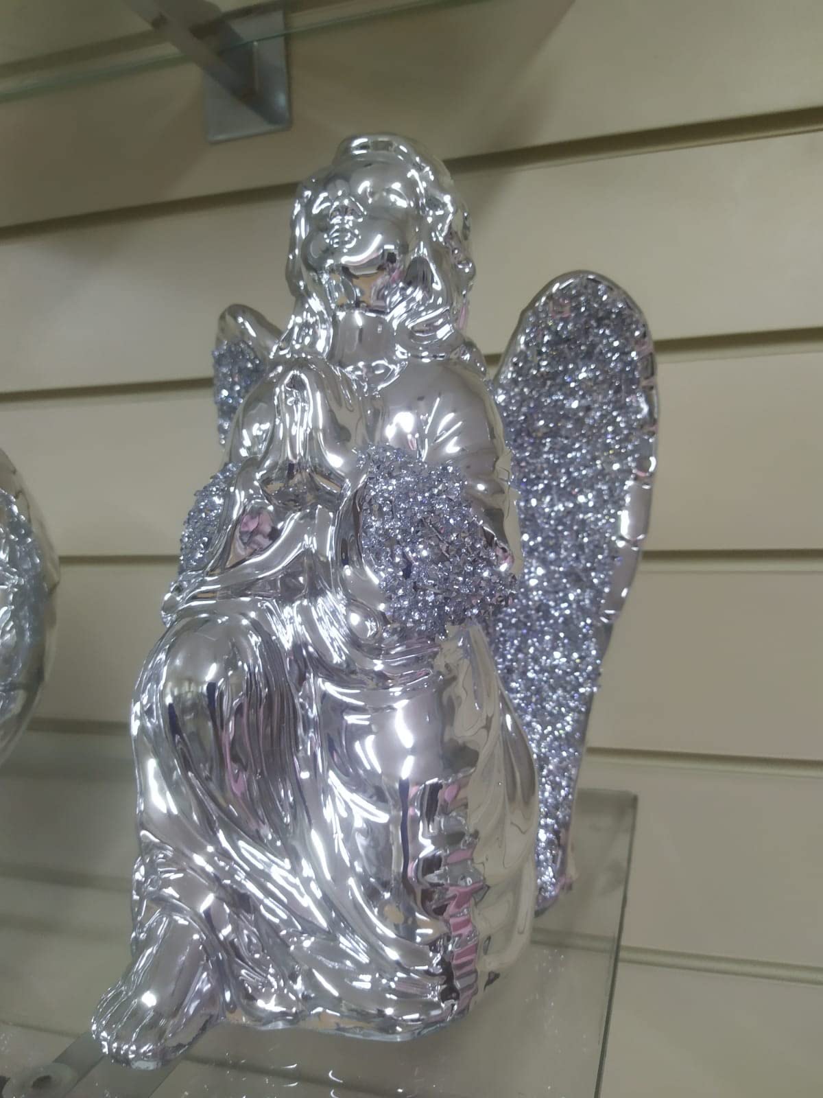 Biznest Silver Stunning Crushed Diamond Sparkly Angel Ornament Shelf Home Décor