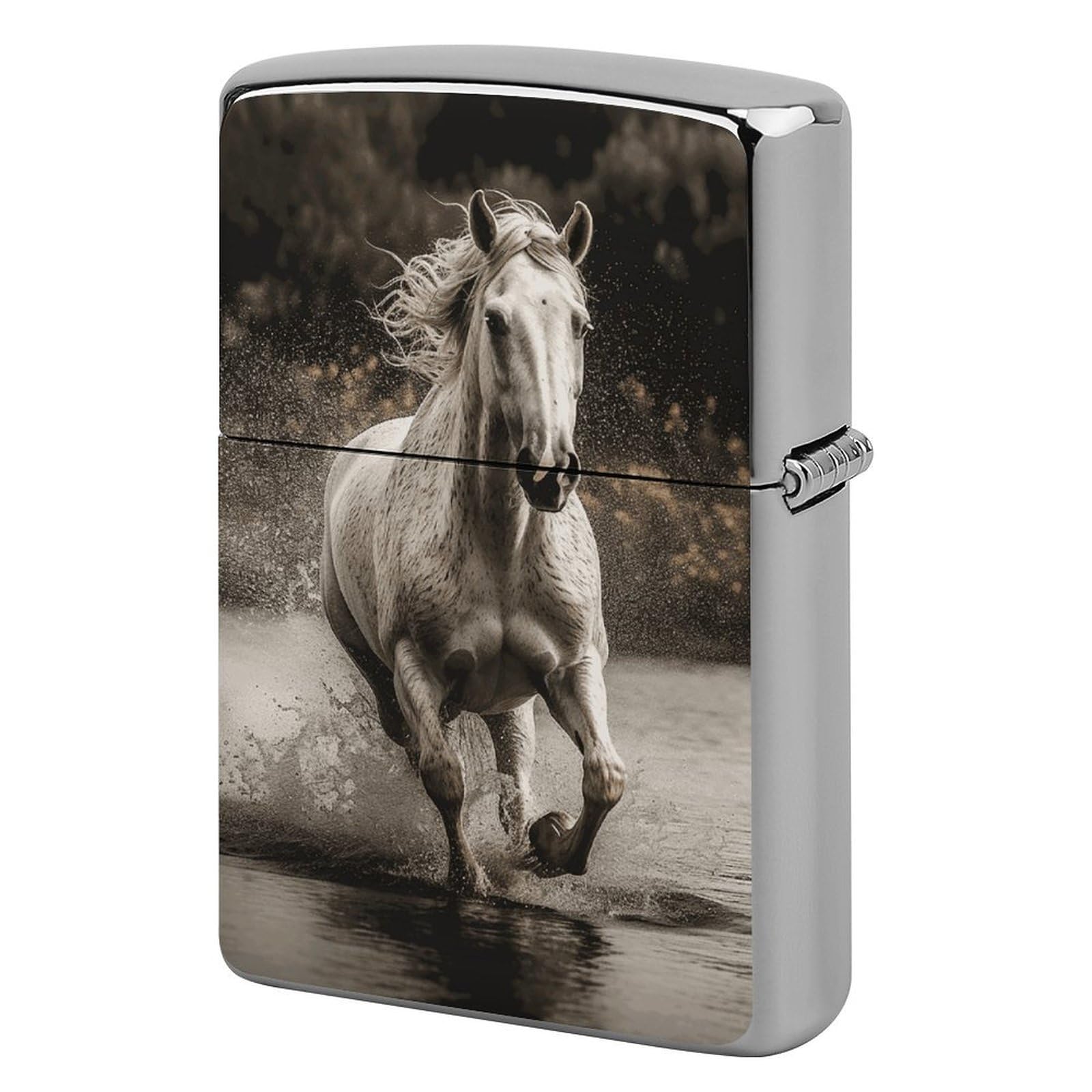 Horse Running by The Water Lighter Case for Men, Personalized Lighter Cover for Valentine's Day Gifts, Flip-Top Lighters Shell for Outdoor, Portable Lighters Protective Sleeve