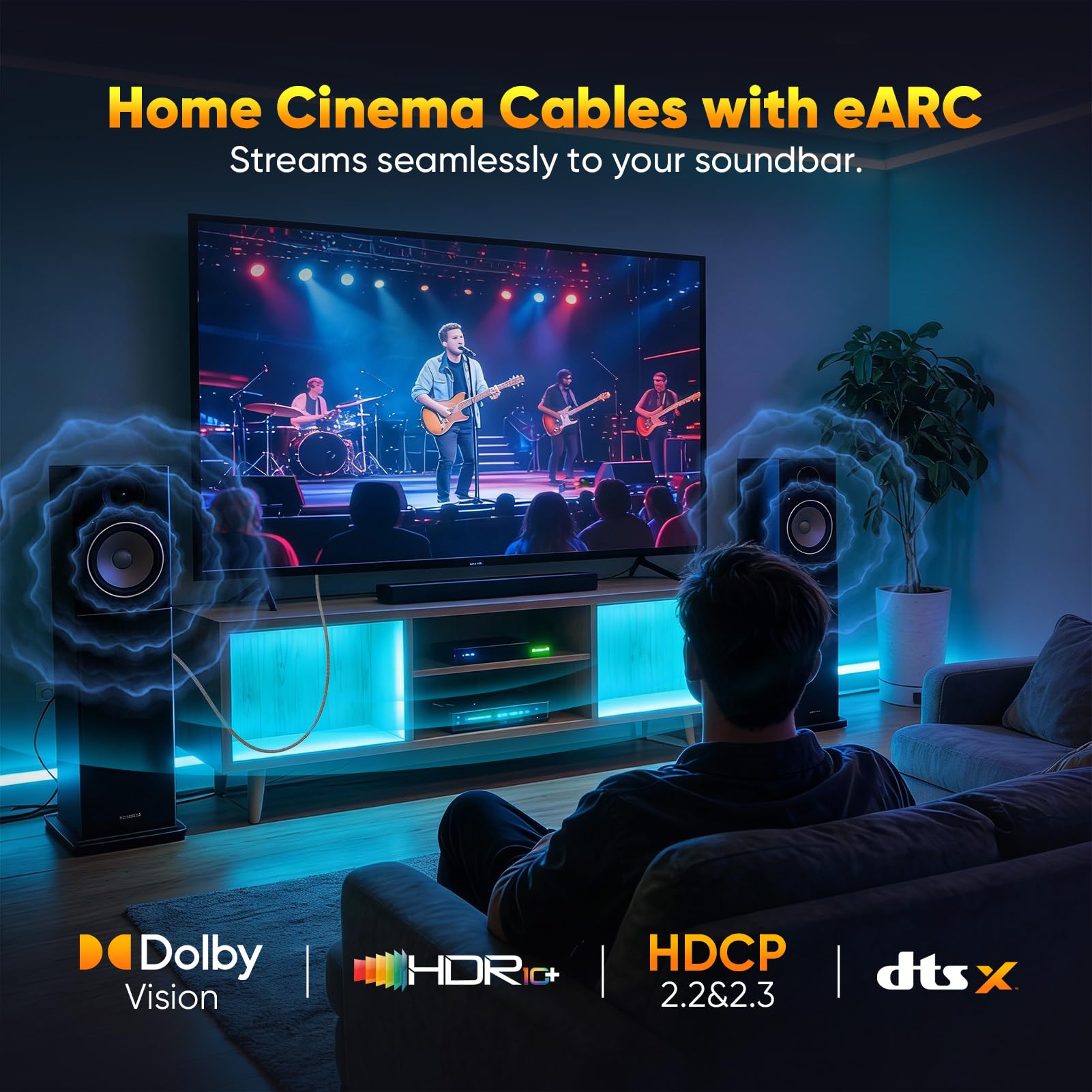 Lot de 3 câbles HDMI certifiés de 1,8 m pour home cinéma, 48 Gbit/s avec eARC et 8K @ 60 Hz, câble HDMI blindé pour barre de son, Roku/Apple TV, PS5, Xbox et projecteur