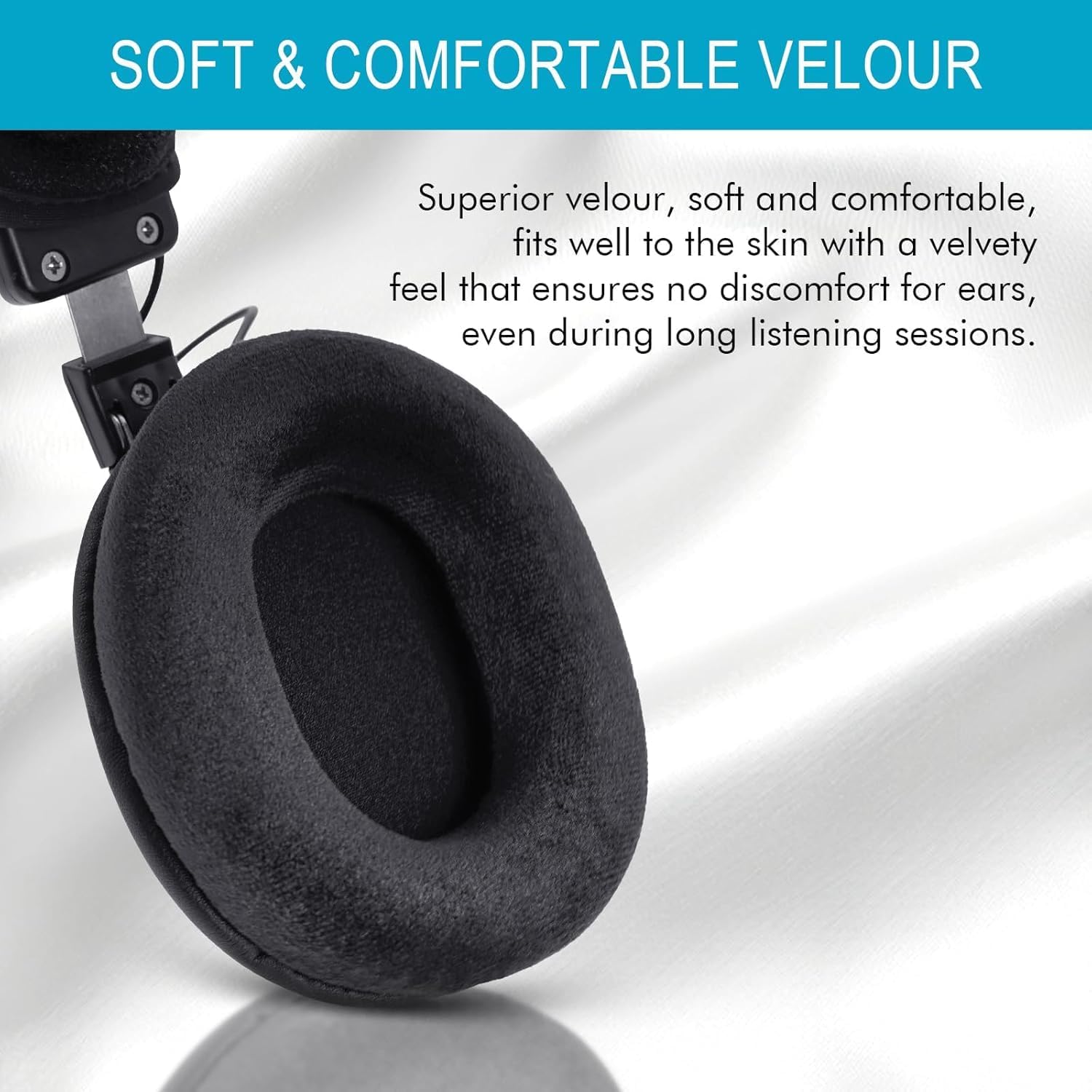 Replacement for Sony MDR 7506 Earpad Cushions, Noise Isolation Over Ear Headphone Pads for Sony MDR-7506 V6 V7 CD900ST, Soft Velour and Memory Foam (Black) - Image 3