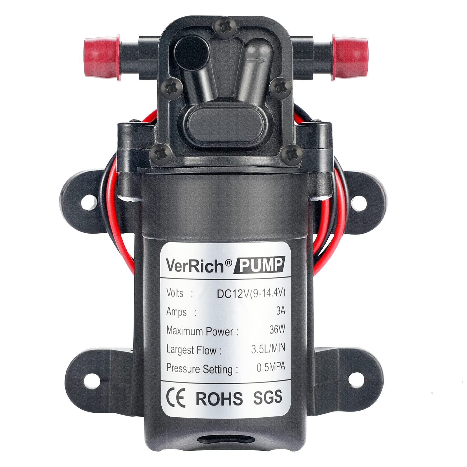 Pompe à membrane,VerRich Pompe de pulvérisateur à amorçage automatique de la pompe à eau CC 12 V 36W 3A à amorçage automatique 3,5 L/Min 0.77MPA 73 PSI