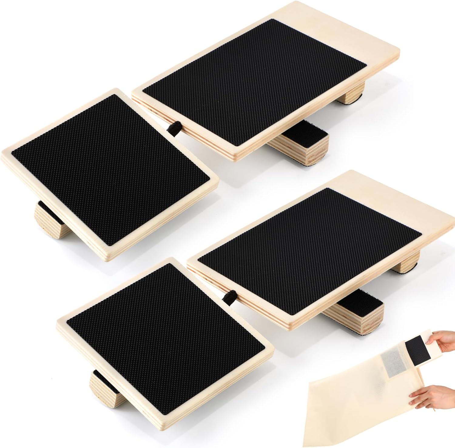 Soulchen Foot Balance Board, Single Ankle Strengthener Exerciser, Non-slip Wood Wobble Board, Trainer for Sprained Ankle, Stability Exercises, Plantar Fasciitis Relief, Posture Correction, Black