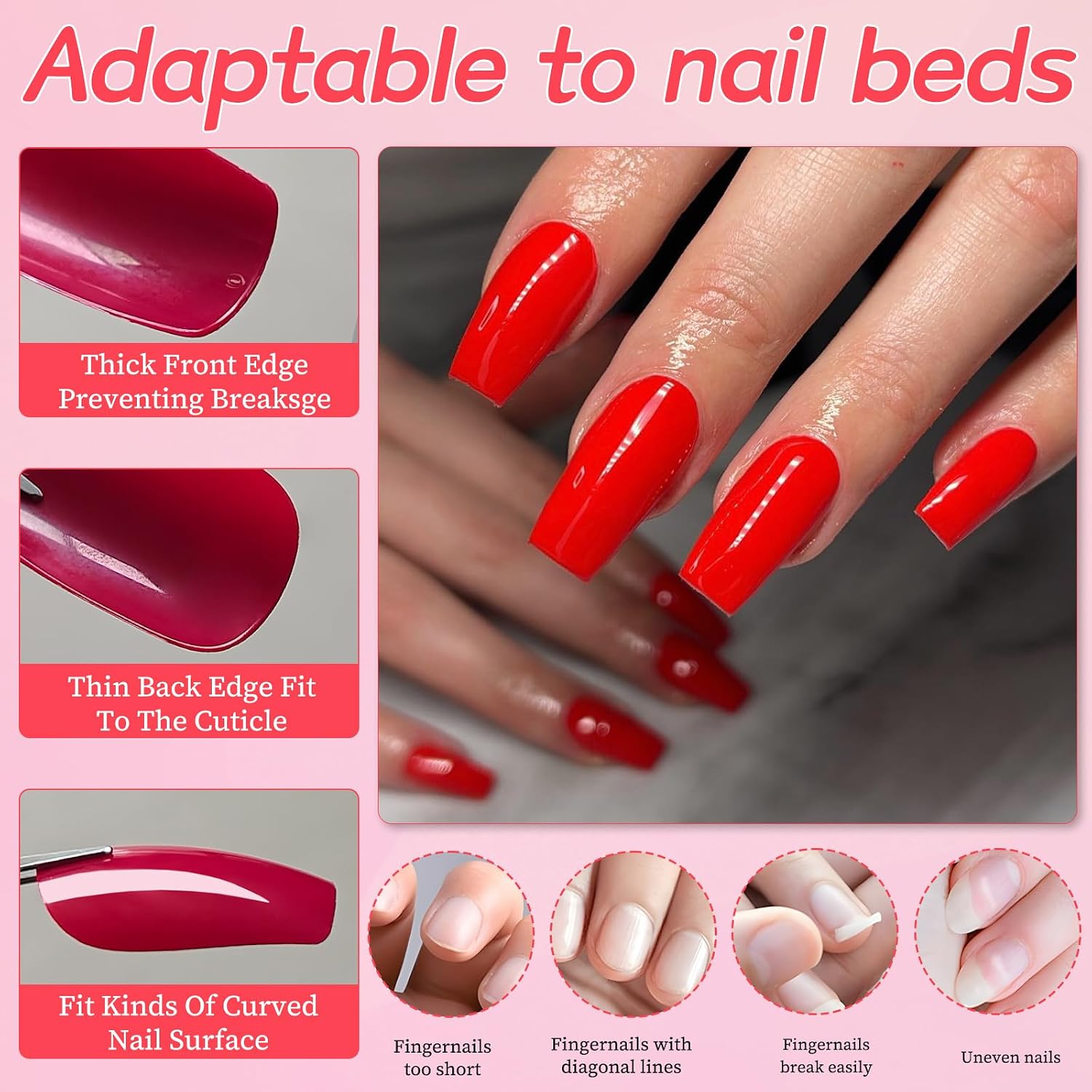 576pc Square Press on Nails Short Fake Nails Press ons Acrylic Nail Press on Nail Square Glue on Nails for Women, 24 Color Stick on Nail Tip Artificial Fingernail Presson Nails with Glue&Tab