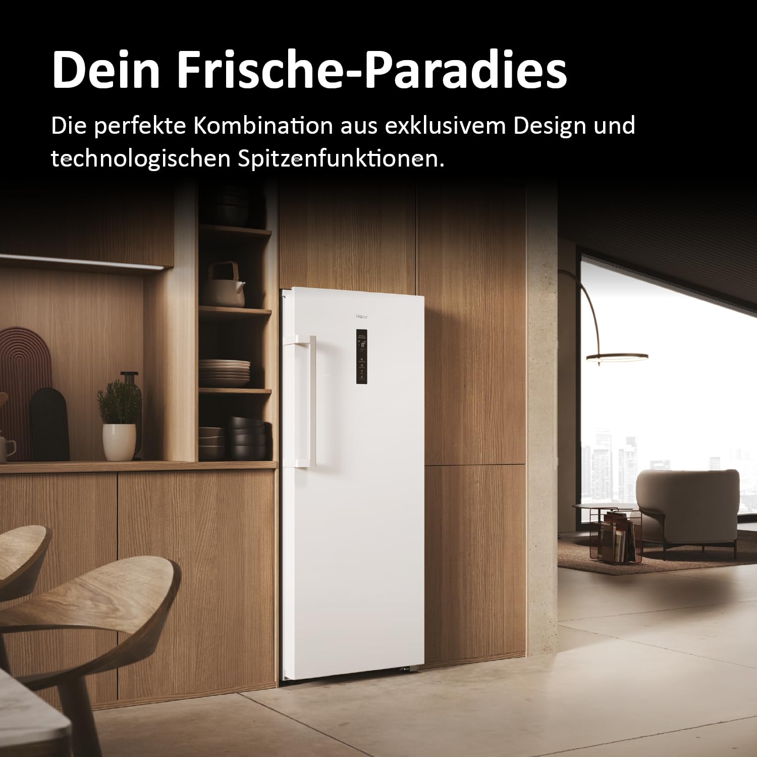Haier Gefrierschrank mit Abtauautomatik Up 60 SERIE 3 H4F226WEH1 I Total No Frost Tiefkühlschrank, 226 L Kapazität I Eisschrank auch als Kühlschrank nutzbar I Freezer mit Wi-Fi, Touchscreen