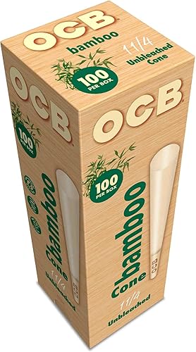 Miniatura 5 de OCB Conos de papel de liar preenrollados de bambú sin blanquear 1-14 (3.307 in) Tamaño - 100 conos