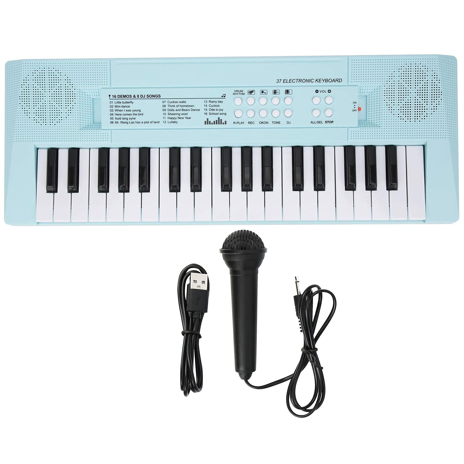 BF ‑ 3738 Musical Electric Keyboard Piano z 37 klawiszami, instrument edukacyjny do nauki klawiatury z regulowaną głośnością muzyki dla początkujących(niebieski)