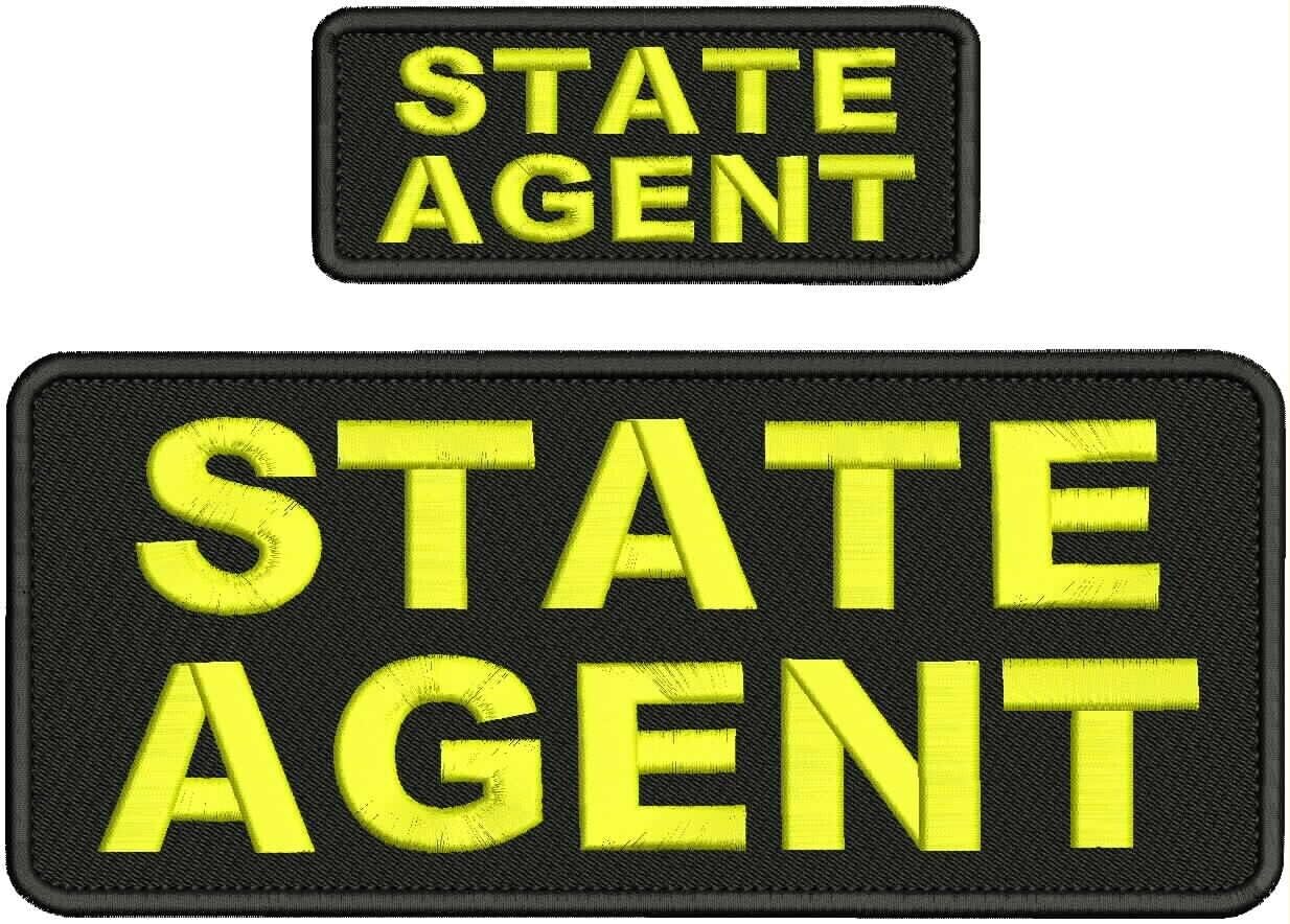 Special Patches for Velcro Patches for Uniform for State Agent Embroidery Patch 4X10 and 2x5 Hook ON Back Yellow Model-Q-X988-4350