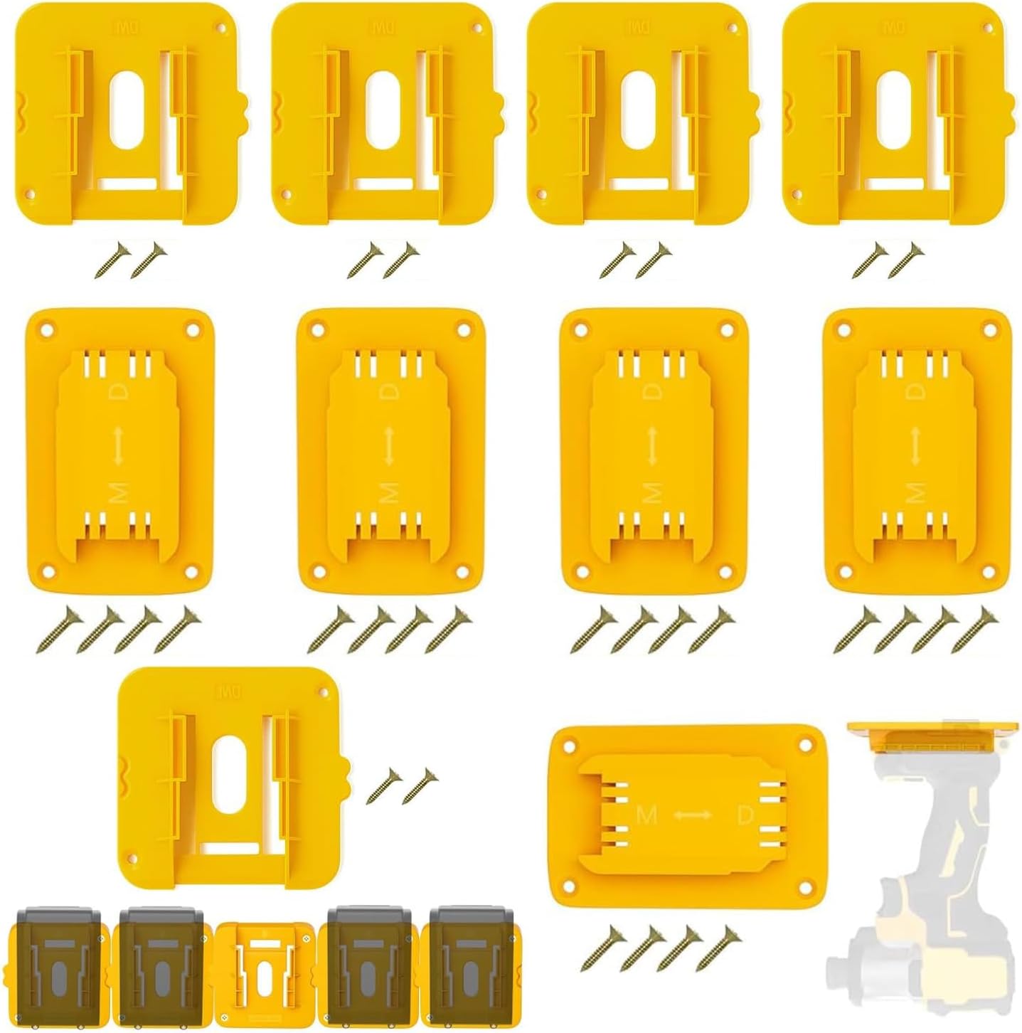 10Packs Battery Ready Dock/Mount Holder for Dewalt Battery Fit for 20V 60V (10 Battery Holder)