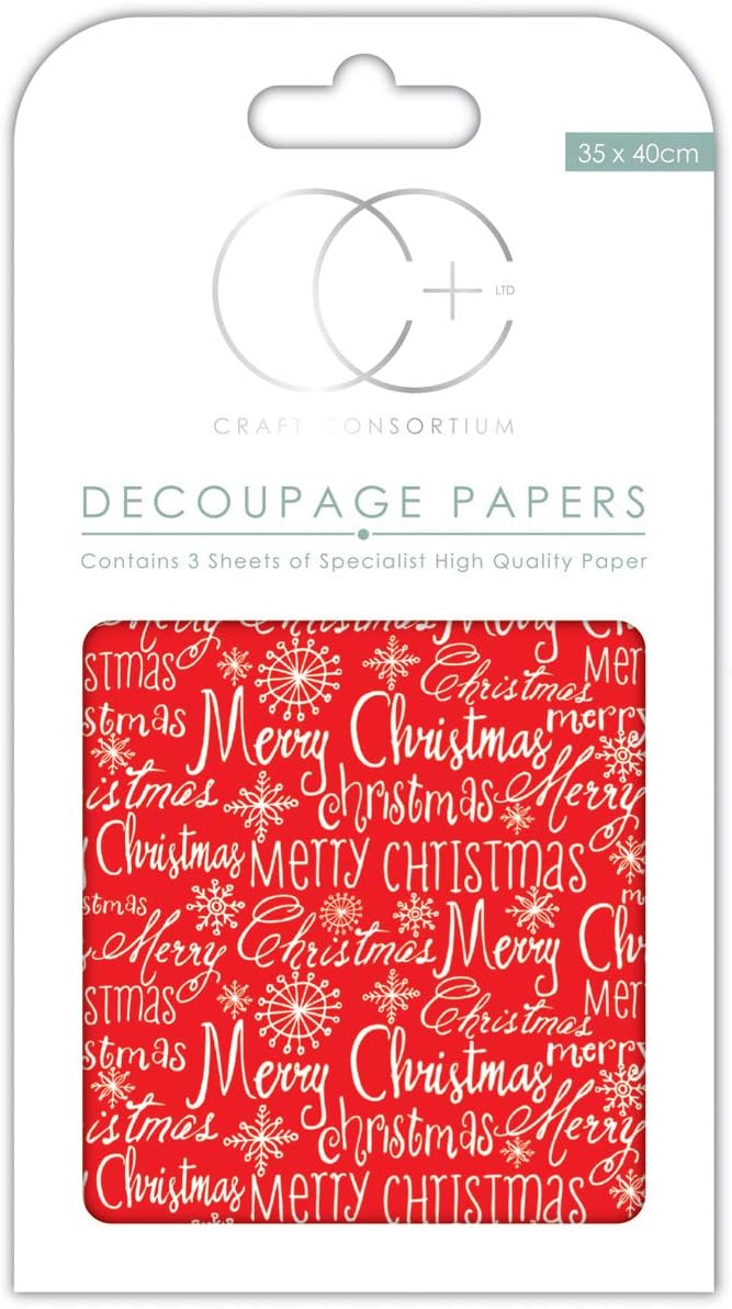 Craft Consortium "Merry Christmas Decoupage Papers (3/Pack), 13.75" x 15.75"