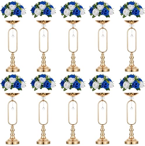 Miniatura 1 de NUPTIO Juego de 10 jarrones de boda y 10 flores artificiales para centros de mesa de boda