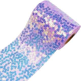 Laser Glitter Tulle Rolls 4.7 inch x 10 Yards (30 feet) Purple Tulle Rolls Spool Fabric Tutu for DIY Skirts Wedding Gift Wrap Sewing Crafting Bow Bridal Decorations Birthday Party(Purple)